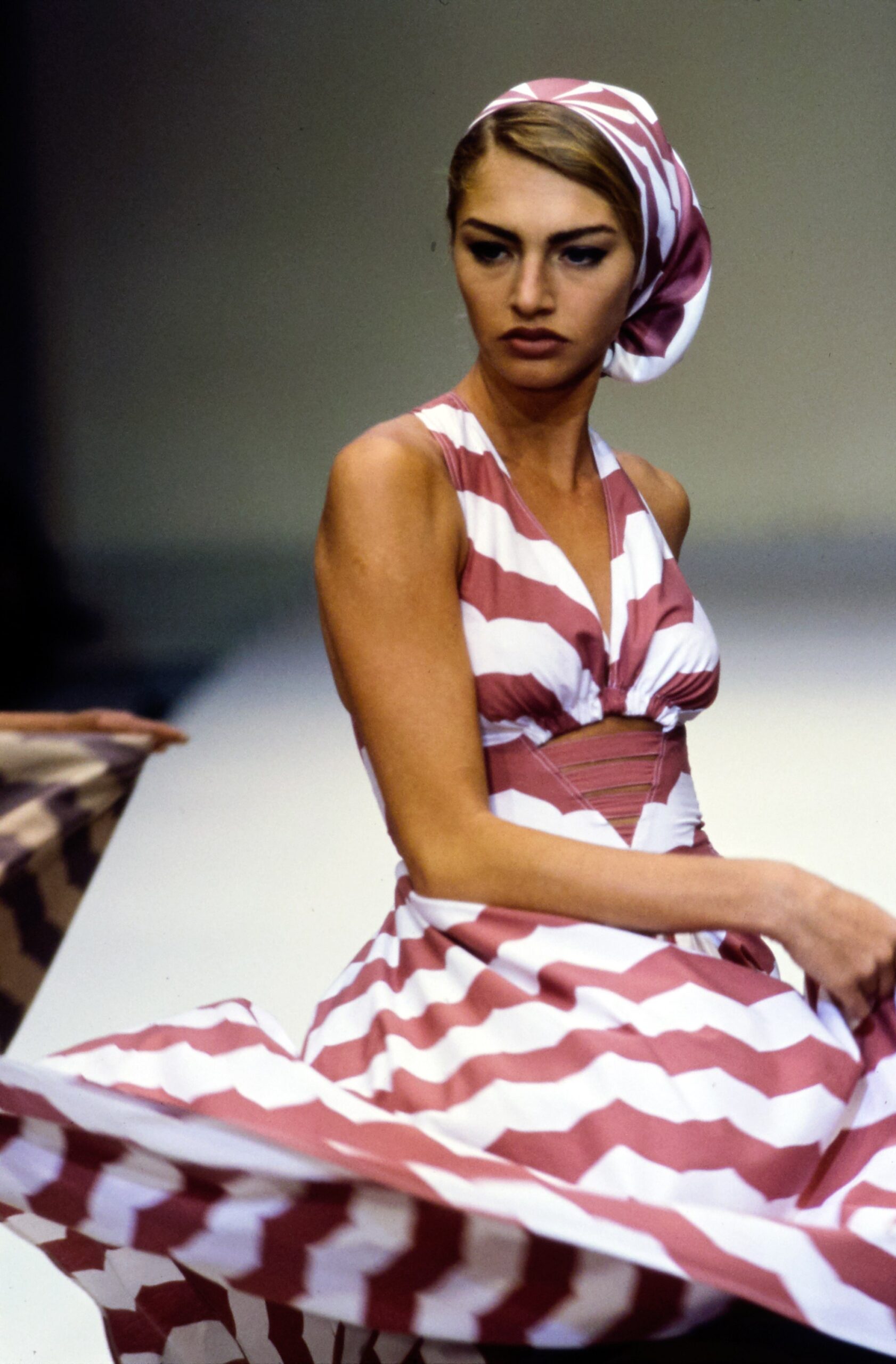 pink fitted striped hat