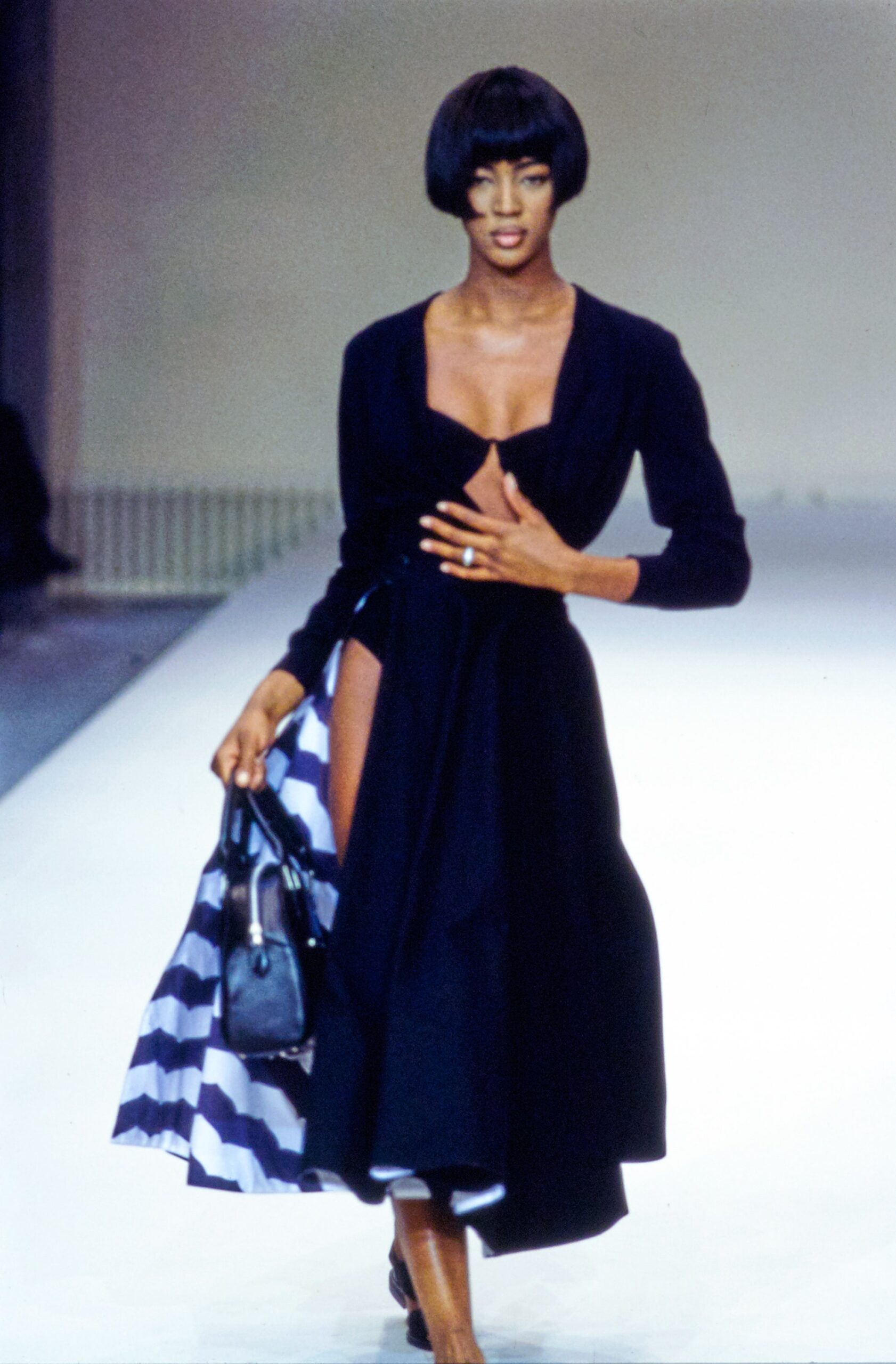 black silk fitted dress