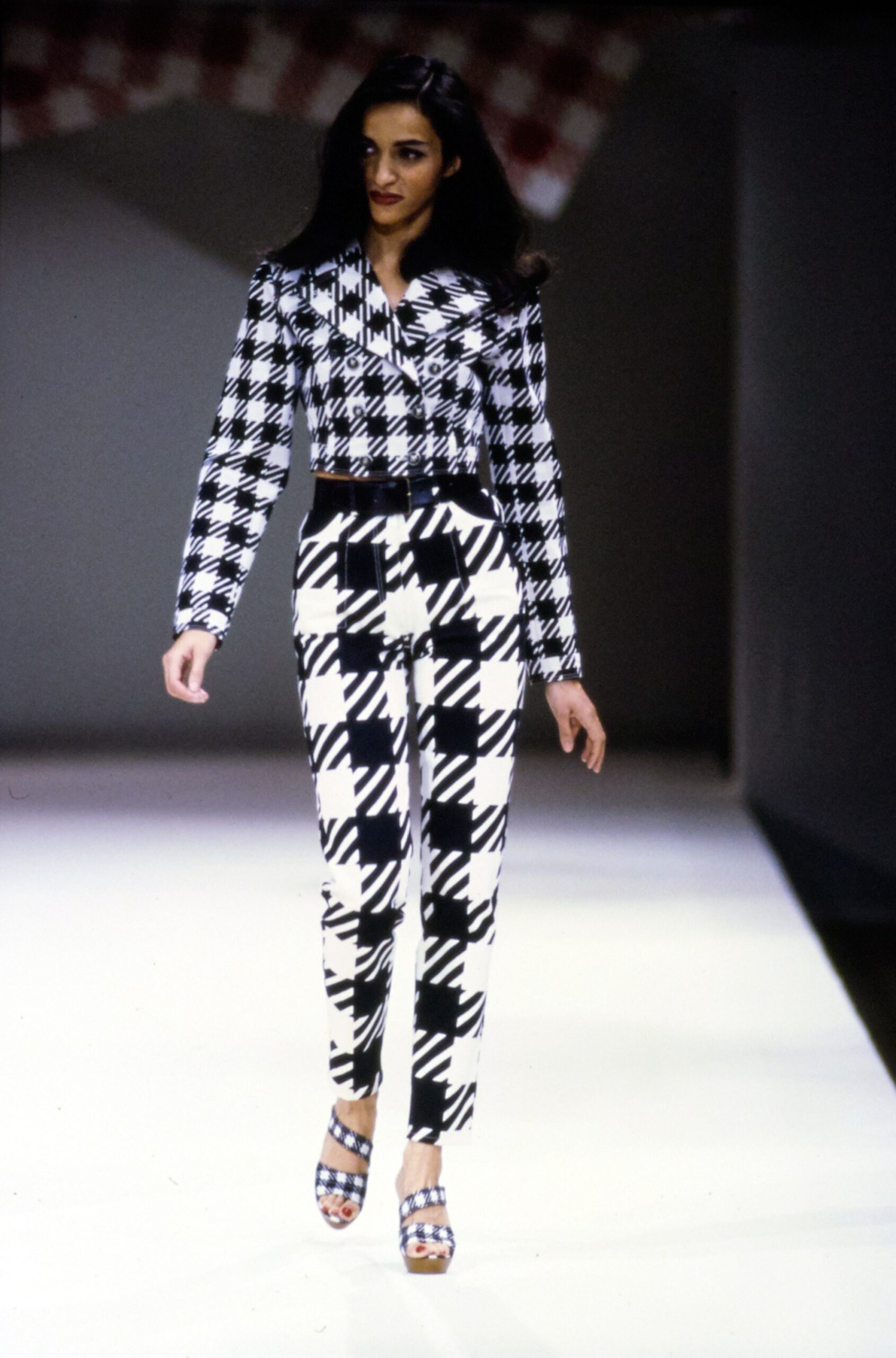 black and white checked blazer and pants