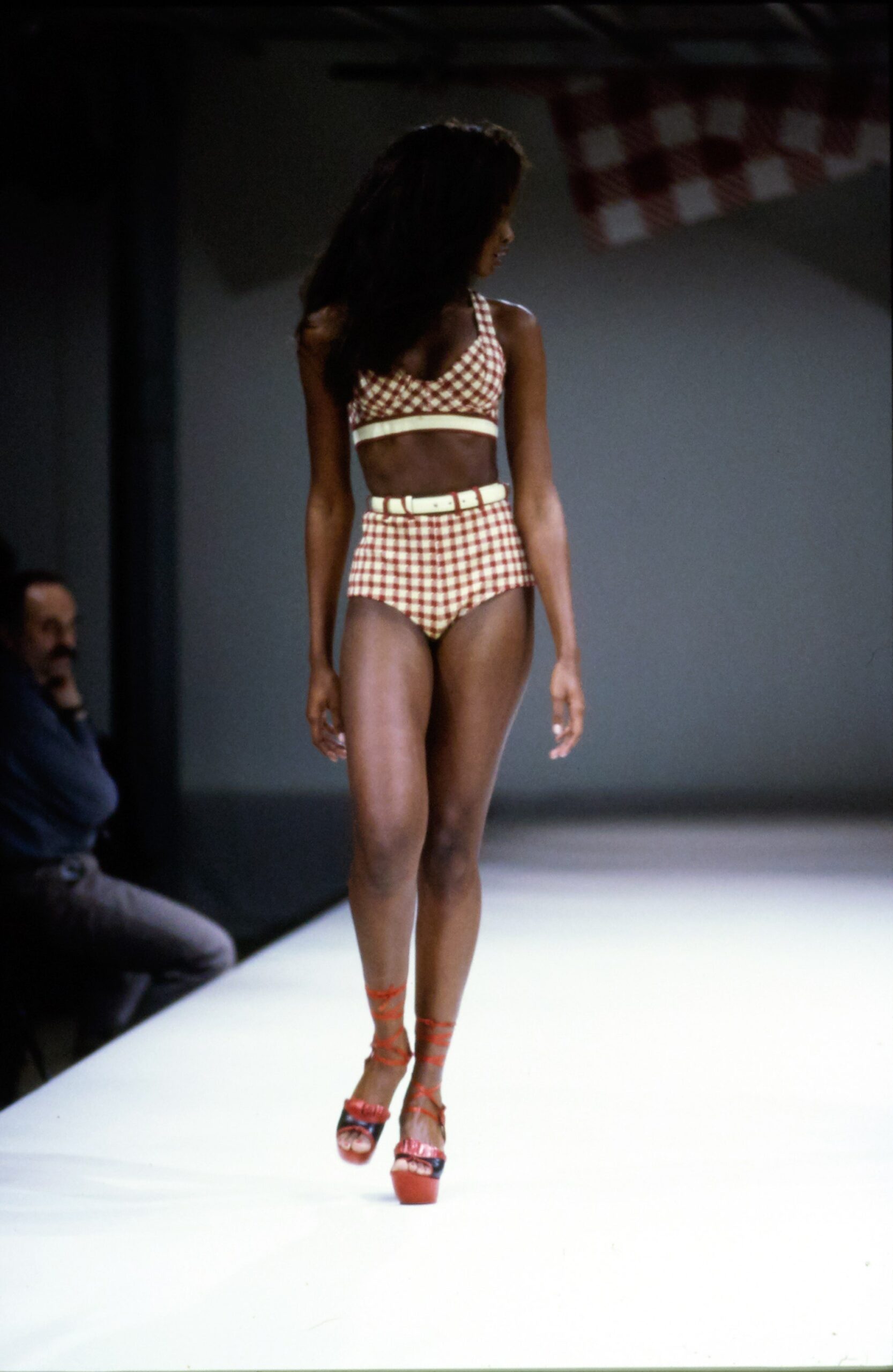 red and white checked bikini