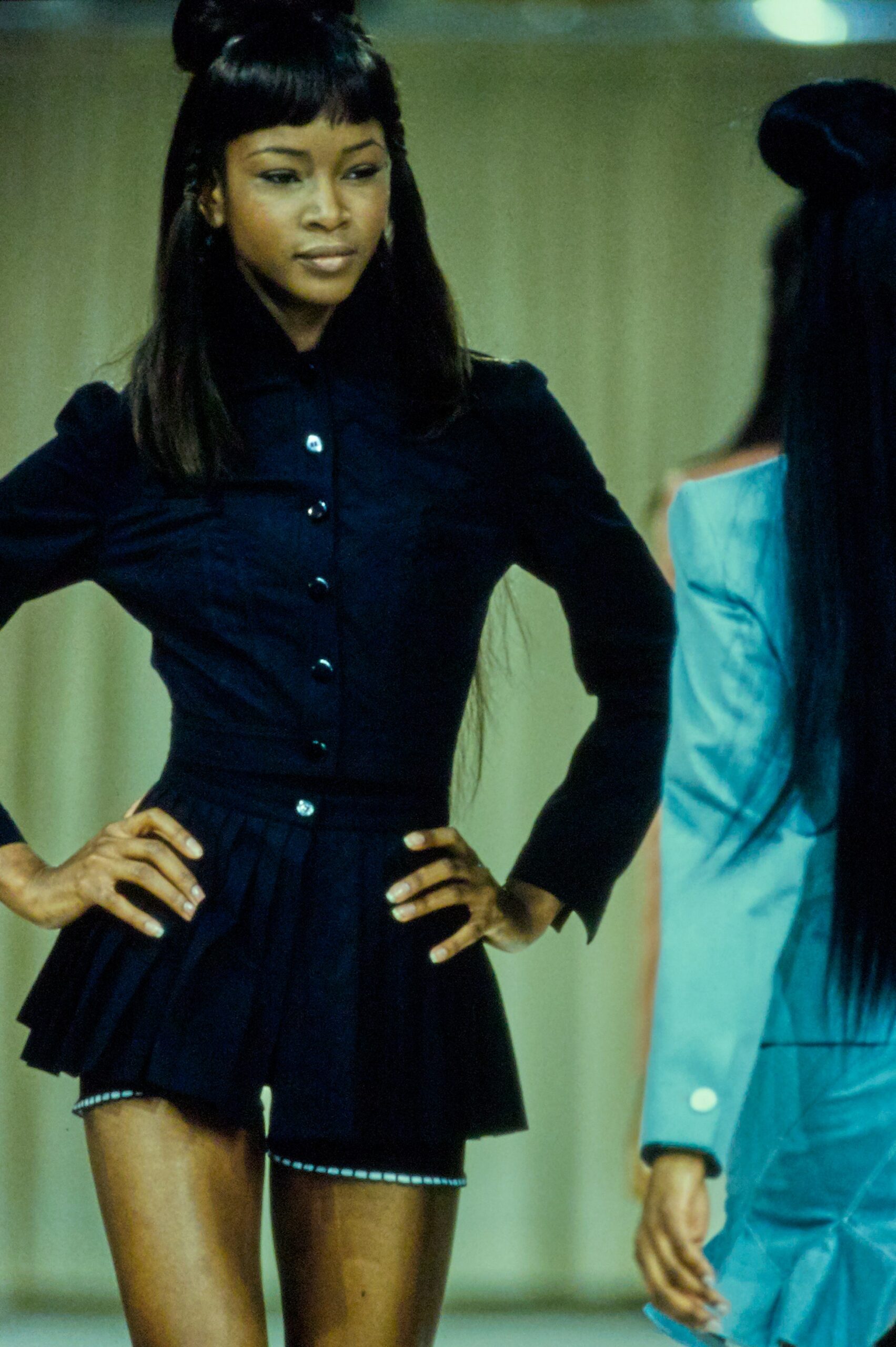 black fitted mini dress