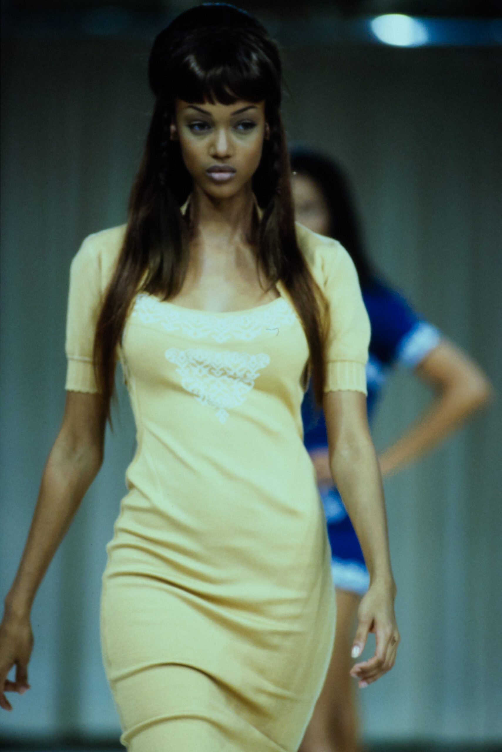 fitted yellow mini dress