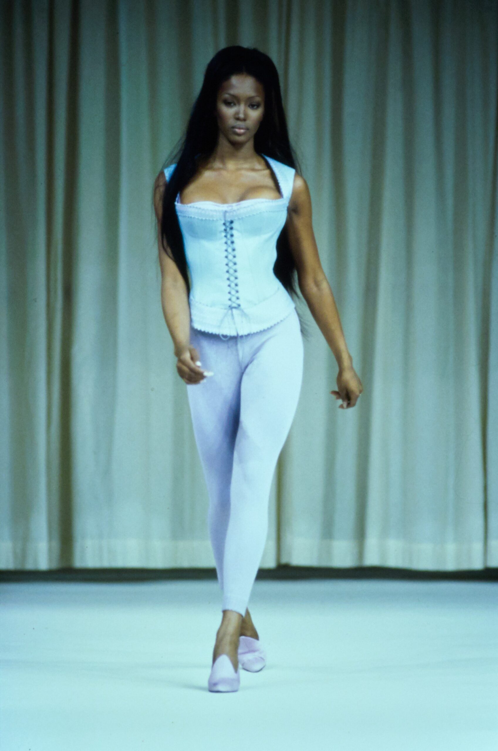 blue silk sleeveless v-neck fitted zippered corset