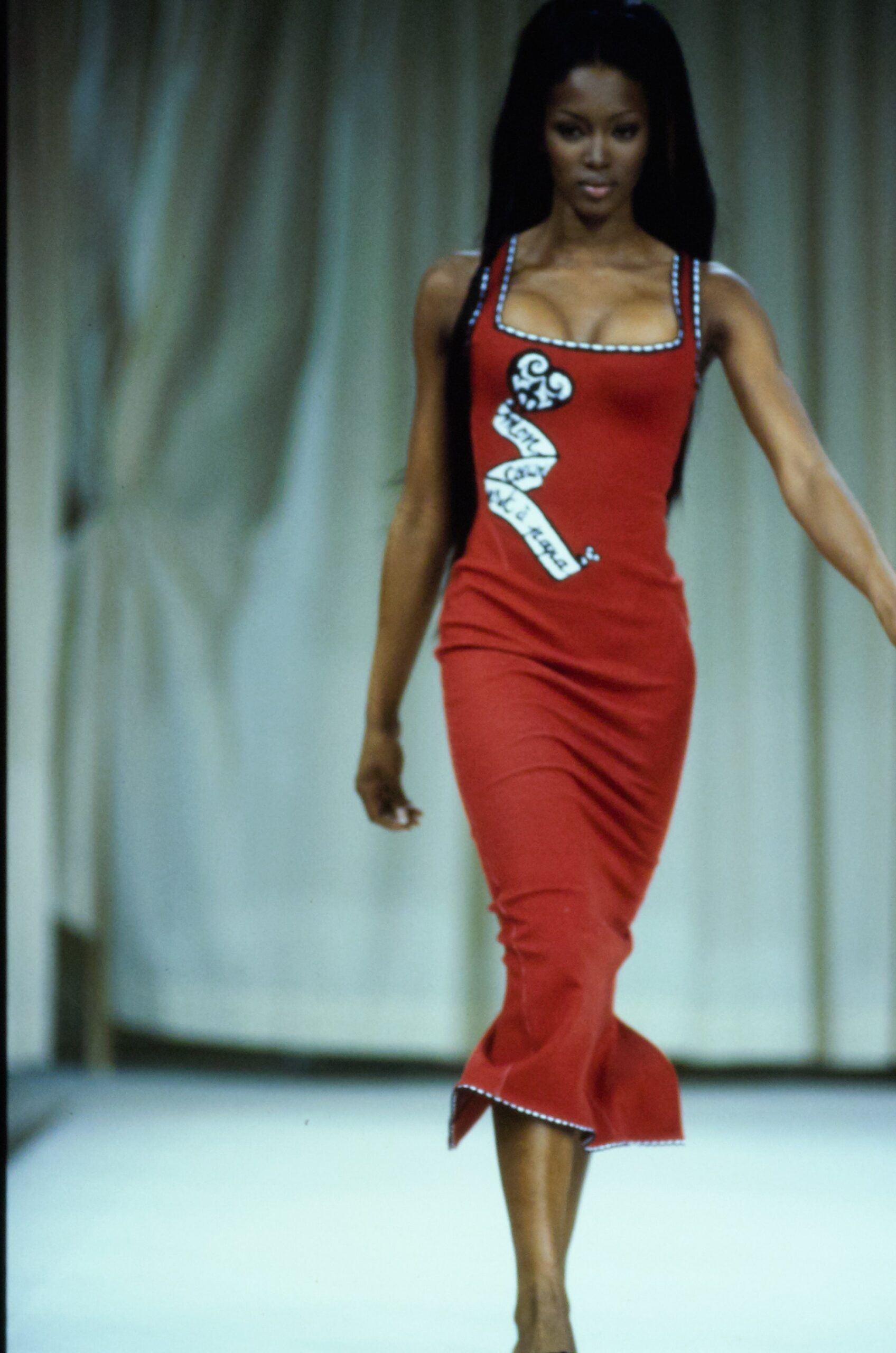 fitted red midi dress