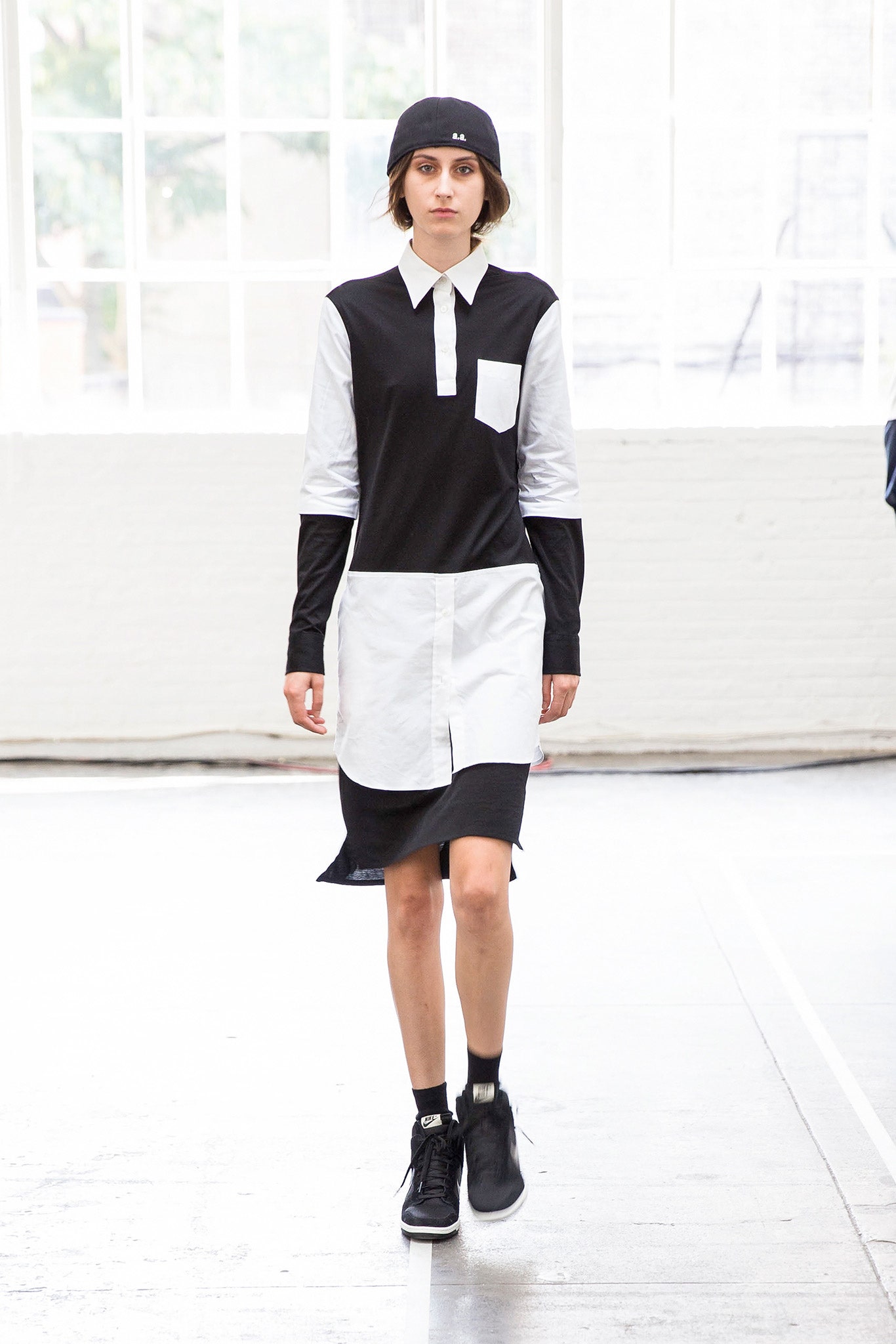 black and white relaxed shirt-dress