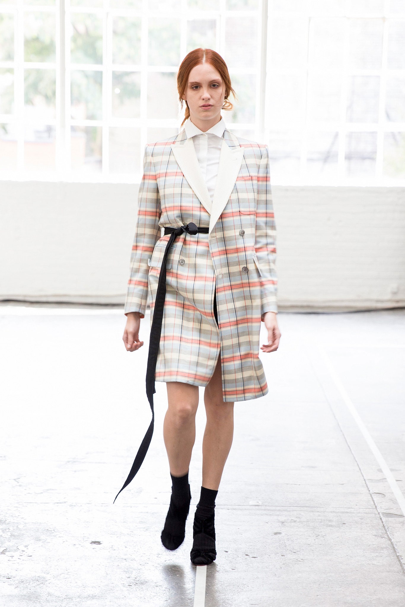 tailored multi-check blazer outfit