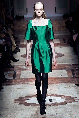 fitted green silk mini dress