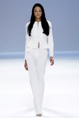 white cotton tailored straight-leg pants