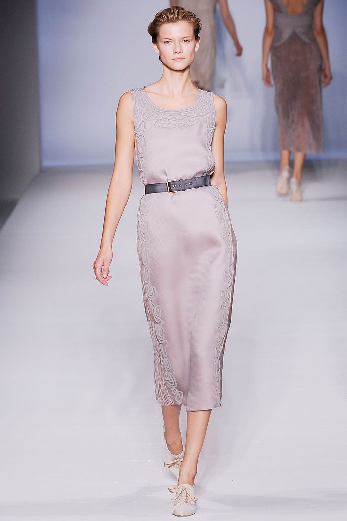 gray silk sleeveless dress