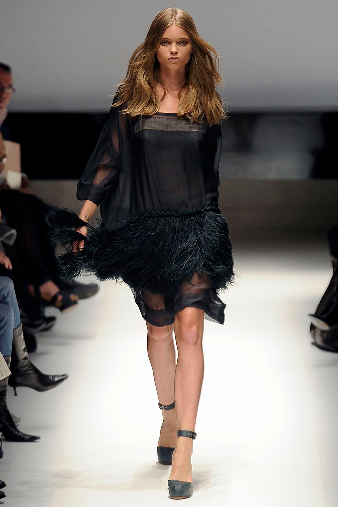 black sheer fringed dress