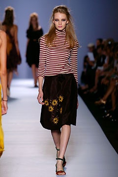 striped turtleneck top with a-line skirt