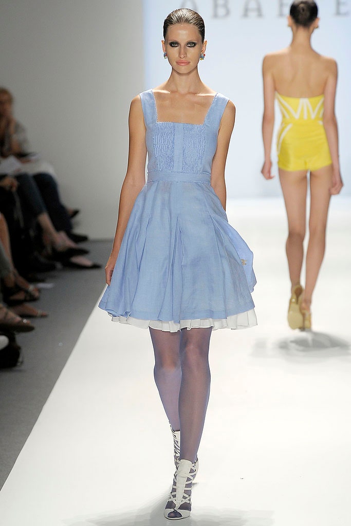 blue cotton sleeveless dress