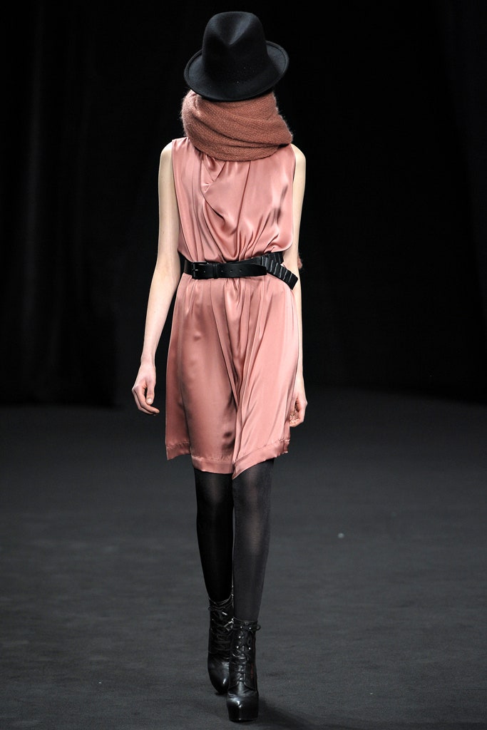pink silk fitted dress