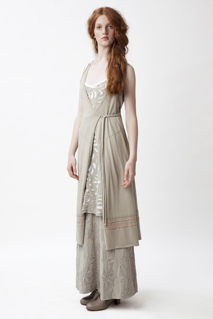 beige layered maxi dress