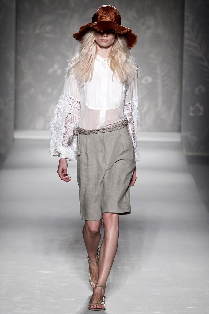 beige linen relaxed straight-leg skirt