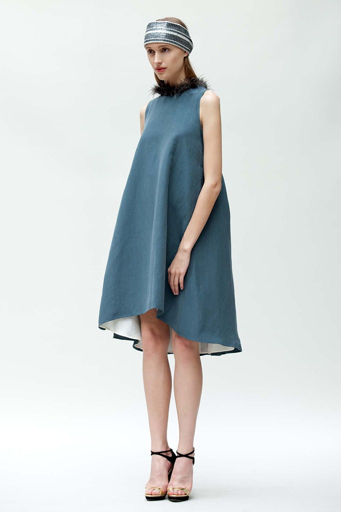 blue cotton relaxed dress