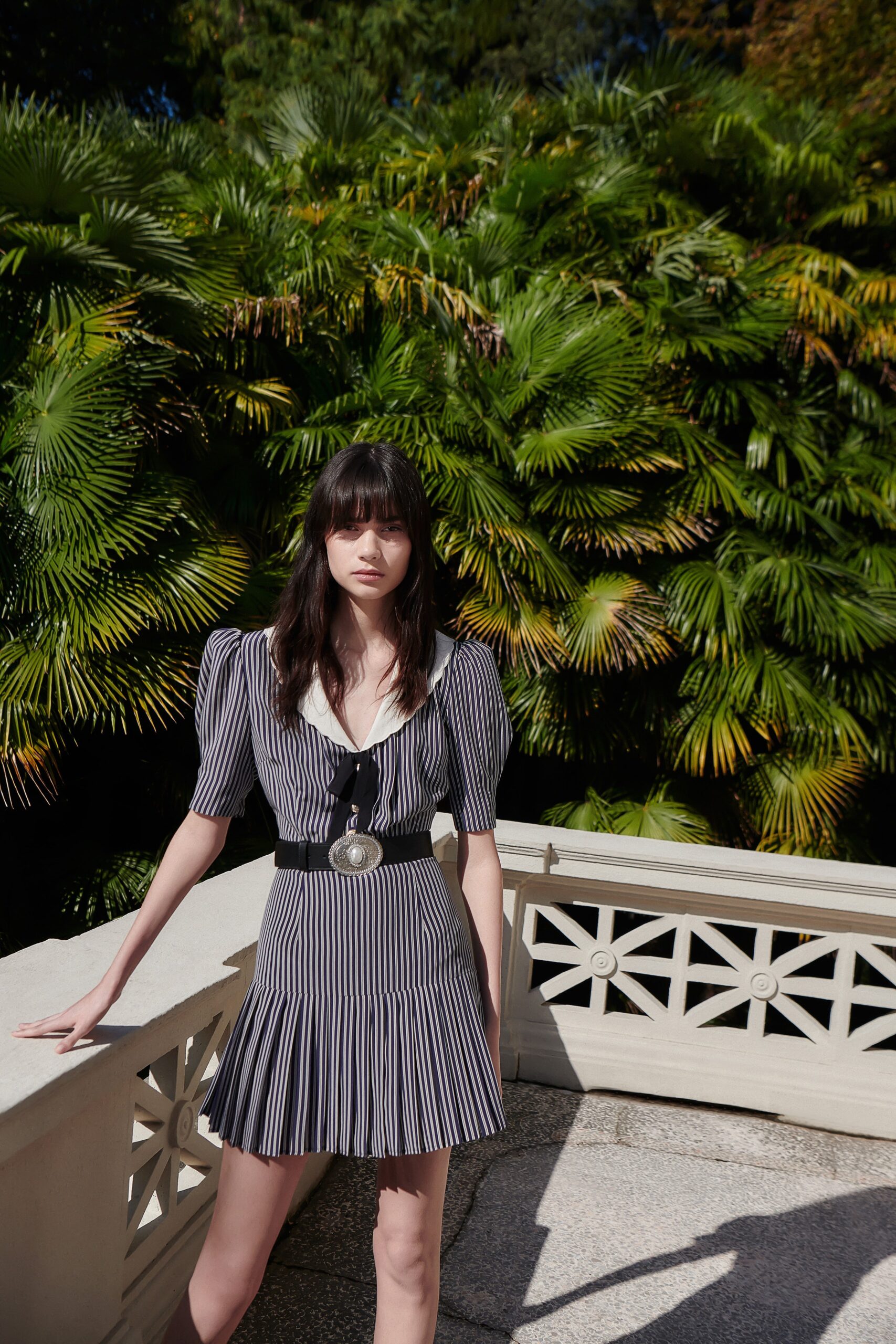 black and white striped mini dress