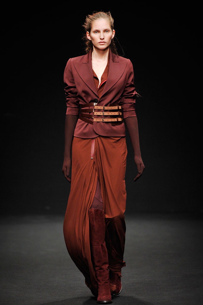 red silk long-sleeve collared tailored buttoned blazer