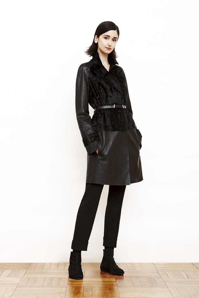black leather coat with faux-fur