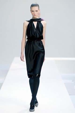 fitted black silk dress