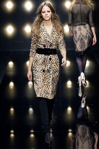 brown animal-print belted coat