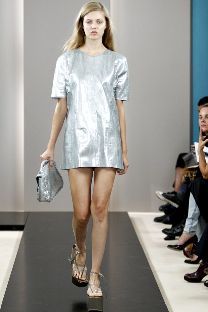 silver metallic mini dress