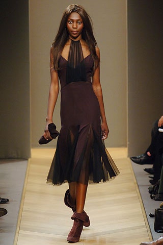 brown silk tulle midi dress