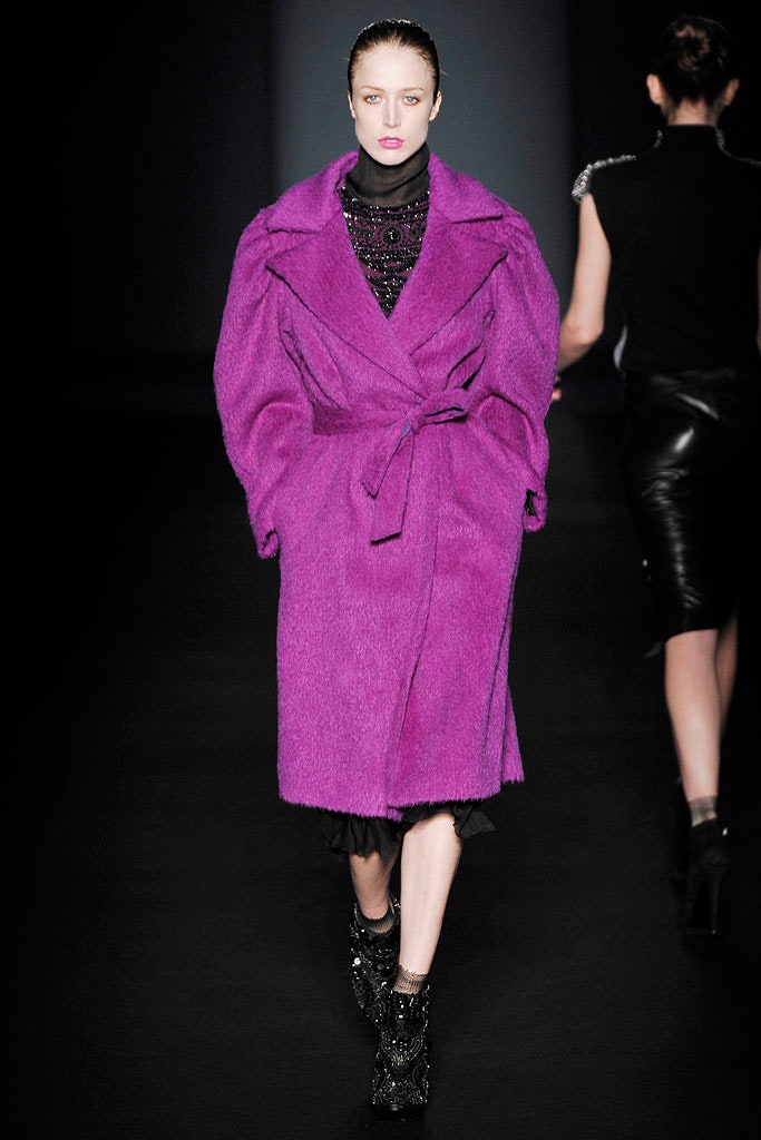 oversized purple coat with fitted top