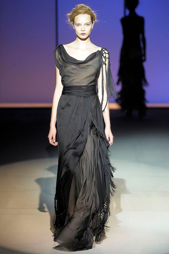 black silk sleeveless gown