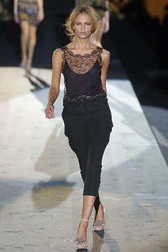 black silk sleeveless top with slim pants