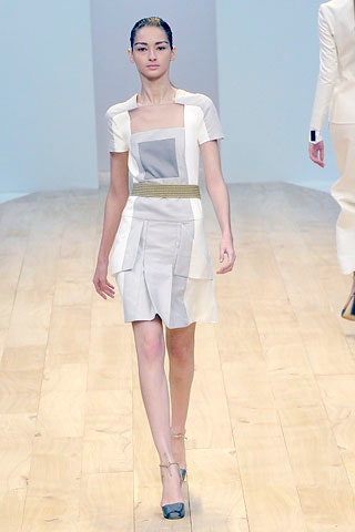 fitted white beige mini dress