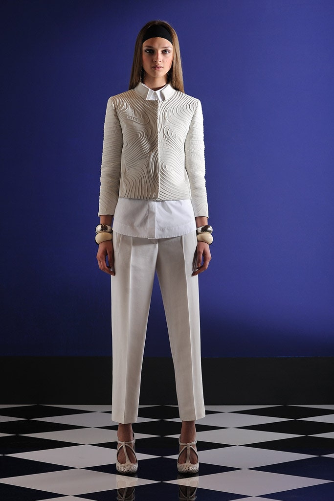 white cotton tailored straight-leg pants