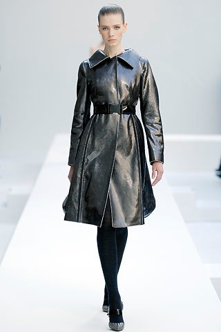 black leather belted coat