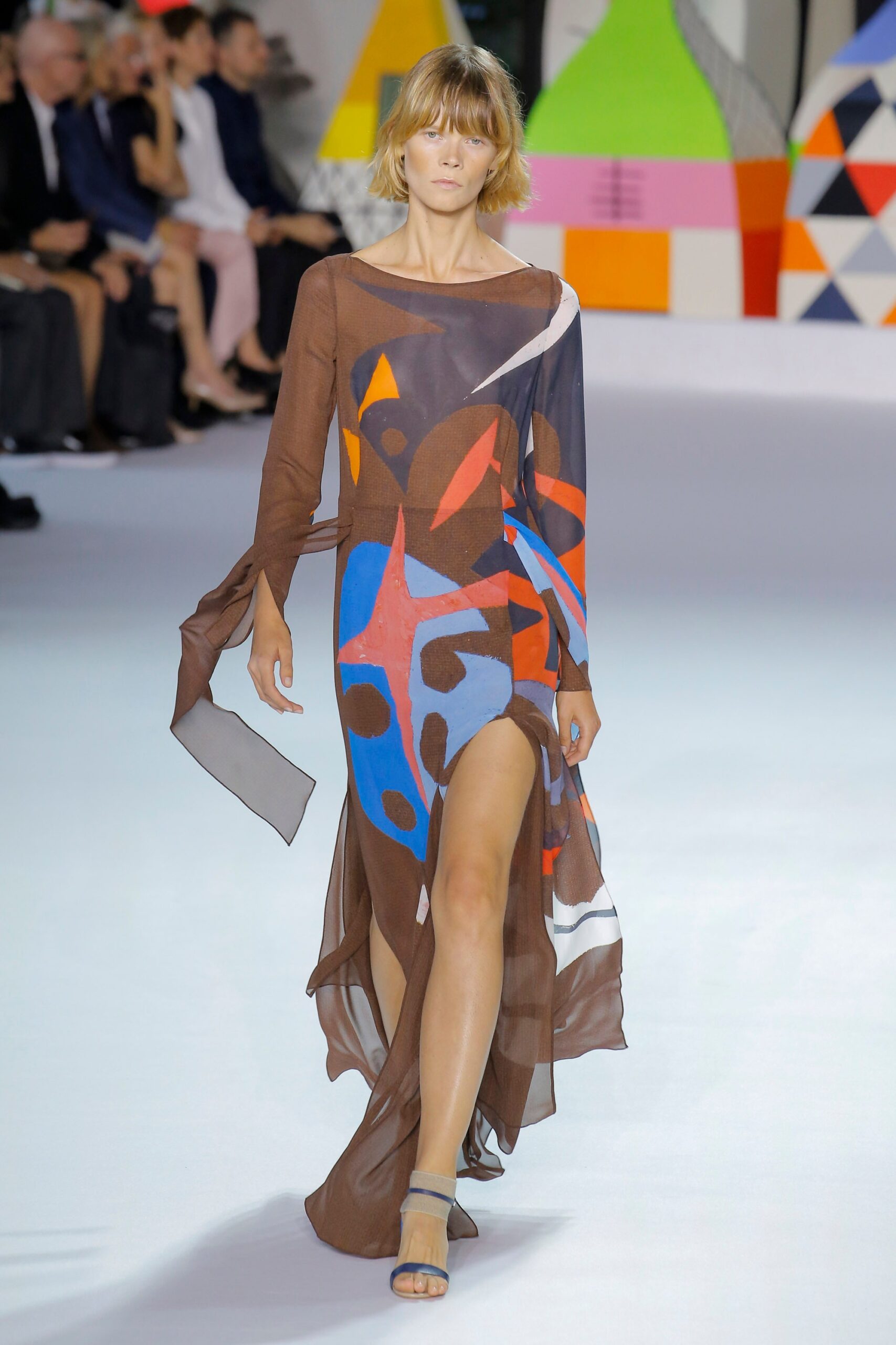 brown silk asymmetric dress