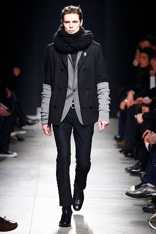 black wool long-sleeve collared tailored buttoned jacket