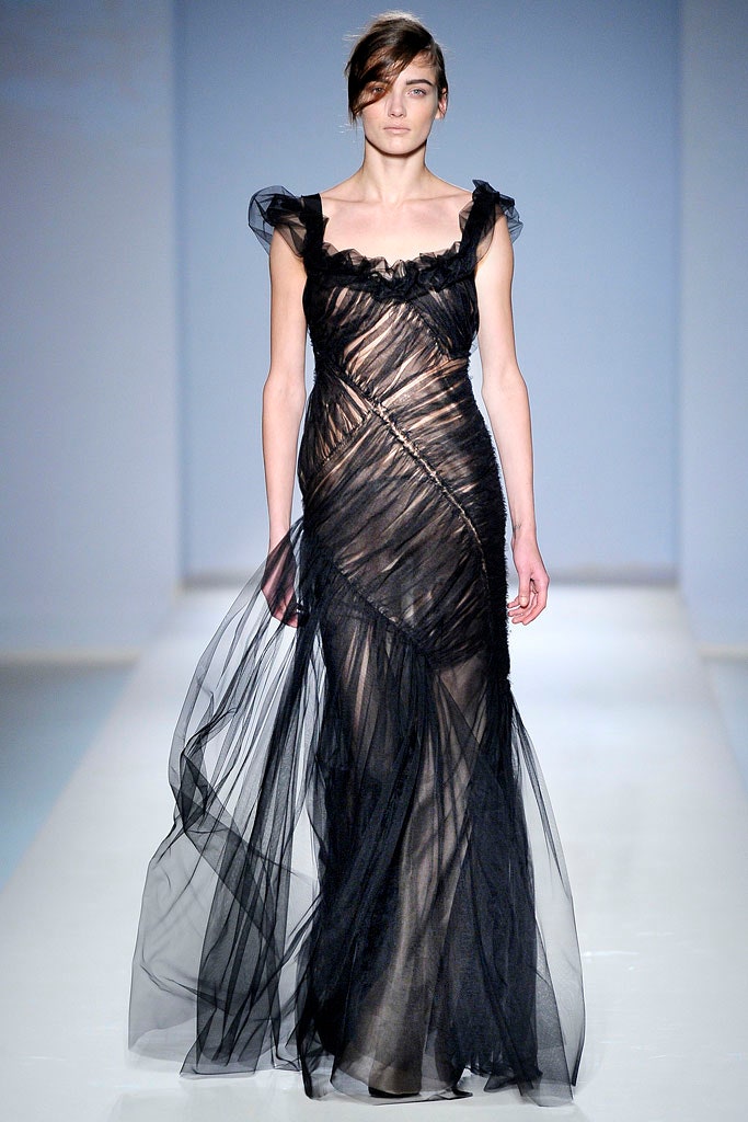 black sheer tulle gown