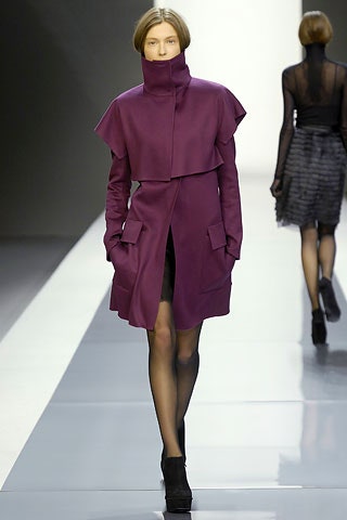 purple wool long-sleeve high-neck fitted coat