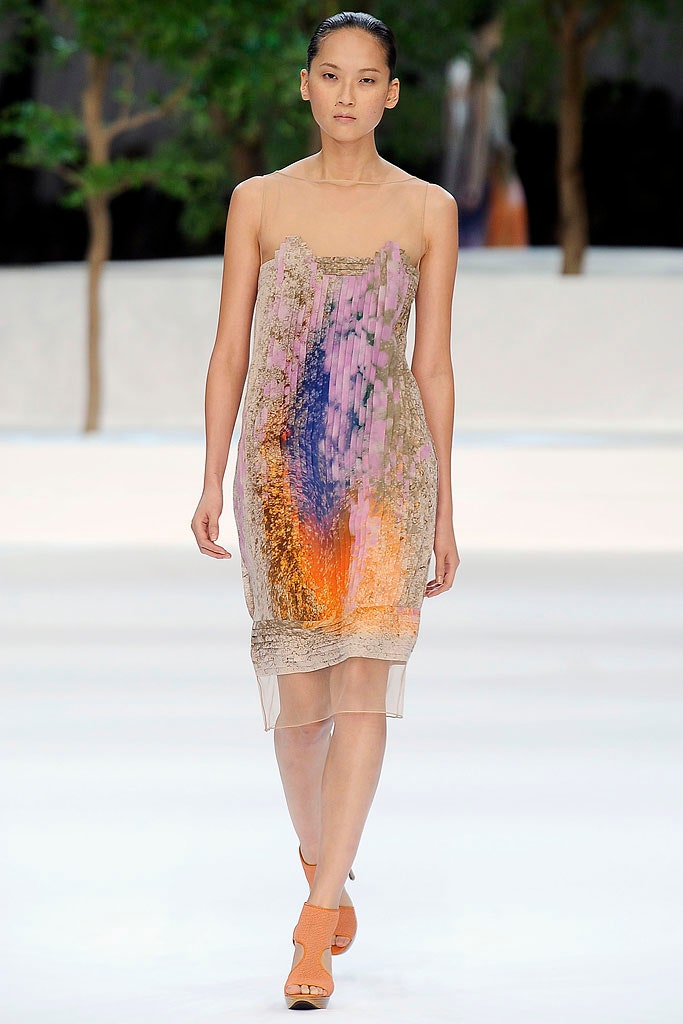 pink orange purple silk dress