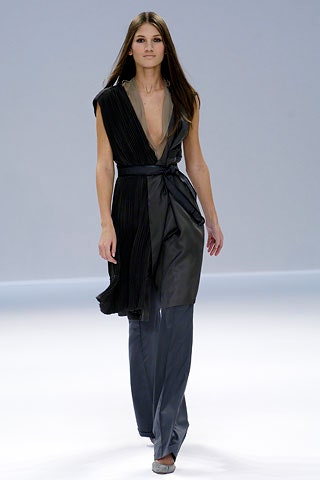gray silk tailored straight-leg pants