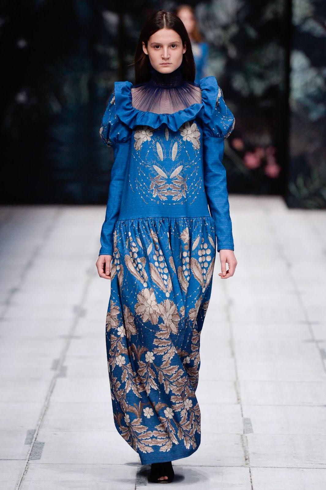 blue embroidered maxi dress