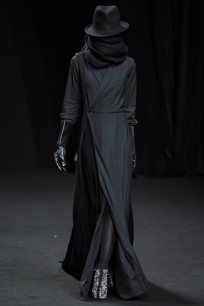 black silk gown with slit