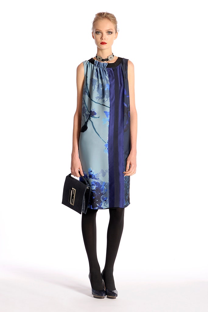 blue silk sleeveless dress