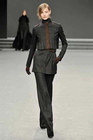 black fitted silk jacket and pants