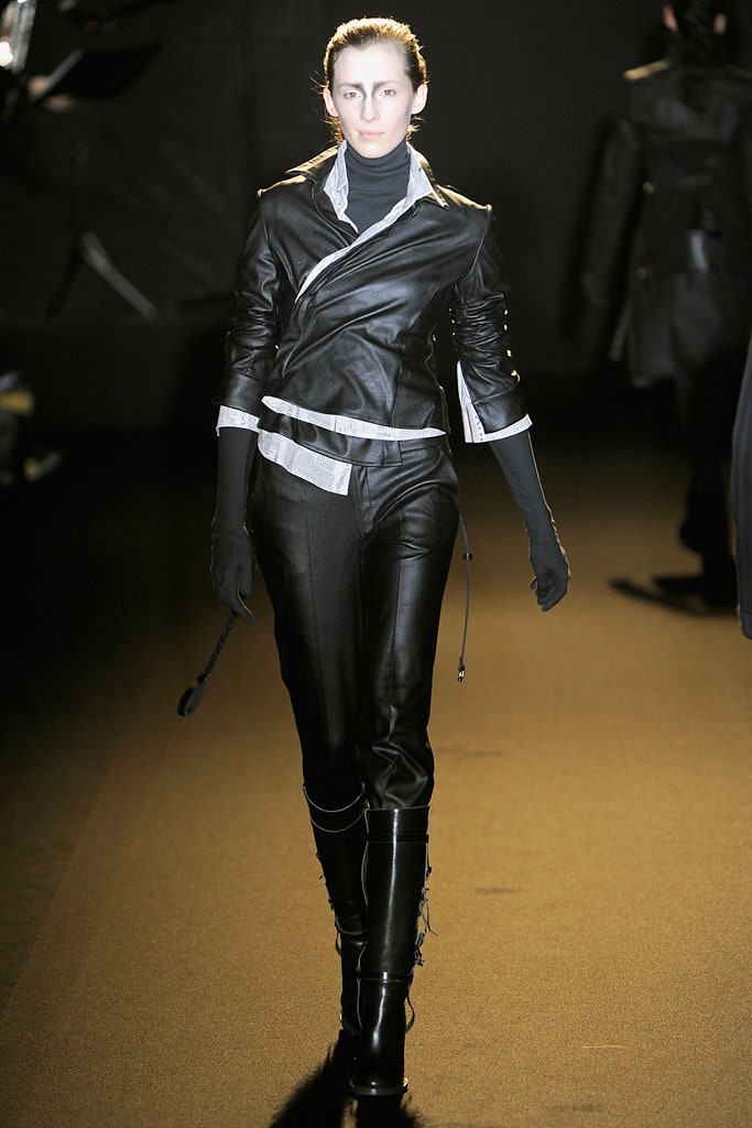 black leather fitted outfit