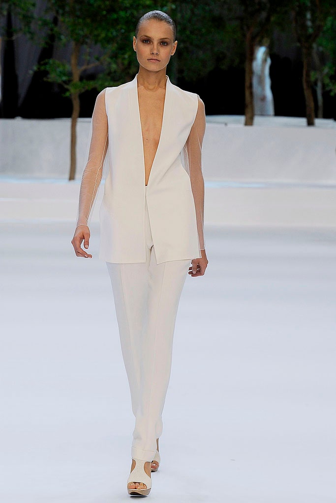 white fitted blazer and pants
