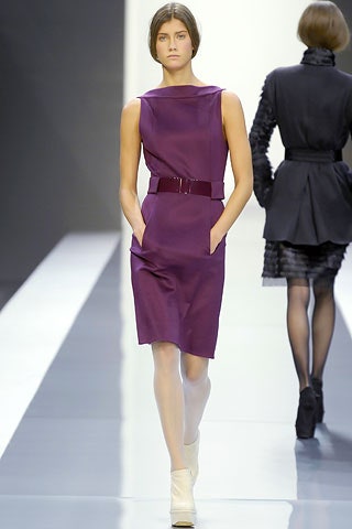 fitted purple silk dress
