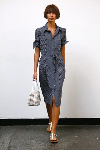 blue and white shirt-dress