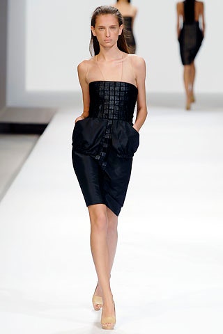 black silk strapless pencil dress