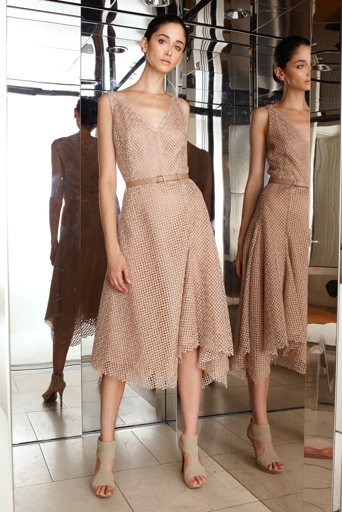 beige silk sleeveless dress