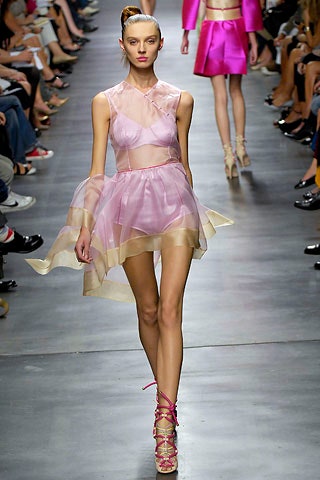 pink sheer layered mini dress